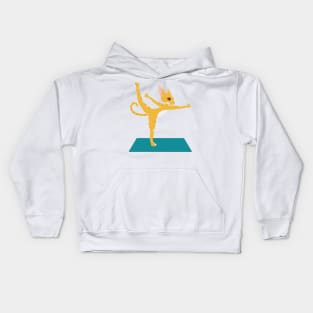 Yoga cat doing Natarajasana asana Kids Hoodie